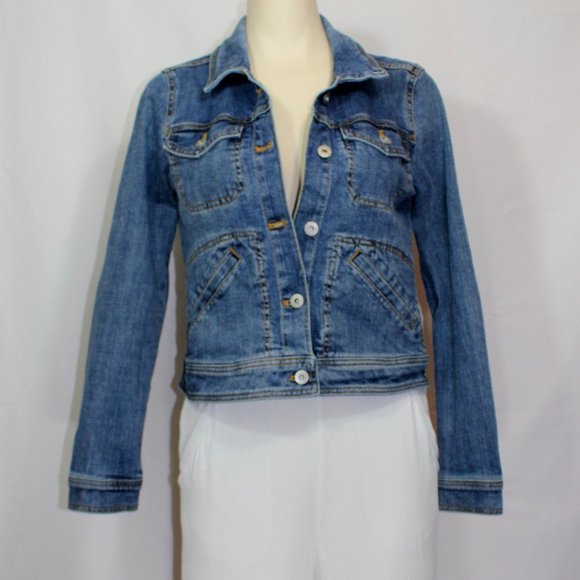 Anthropology Pilcro and the Letterpress Farrah Denim Blue Jacket Small - Picture 2 of 7